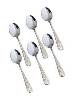 Hic 6-Piece Stainless Steel Dinner Spoon Set Silver With Gold small  - Image 1