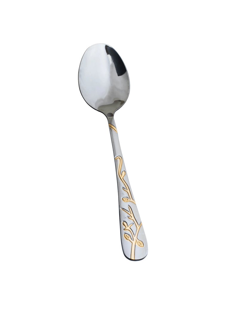 Hic 6-Piece Stainless Steel Dinner Spoon Set Silver With Gold small  - Image 2