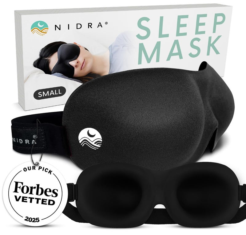 Nidra Contoured Sleep Mask for Side Sleepers â€“ Zero Pressure Fit, Light Blocking Eye Shade for Sleeping & Travel â€“ Black, Standard Size - Image 1