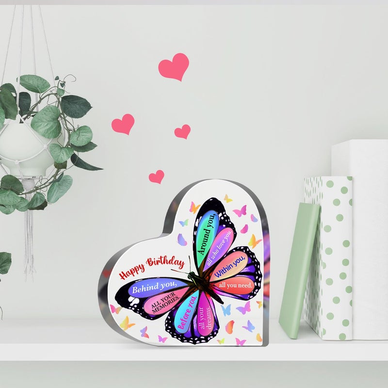 MUNLICAR Butterfly Acrylic Birthday Gift, Keepsake for Women, Men, Friends, Sister, Bestie, Coworker - Table, Desk Sign for Home - Image 4