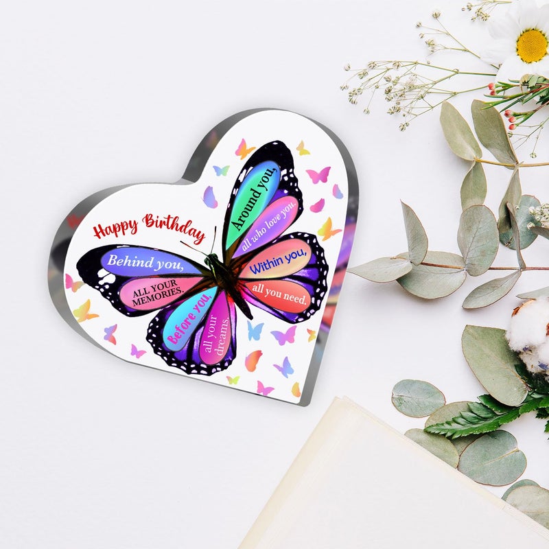 MUNLICAR Butterfly Acrylic Birthday Gift, Keepsake for Women, Men, Friends, Sister, Bestie, Coworker - Table, Desk Sign for Home - Image 3