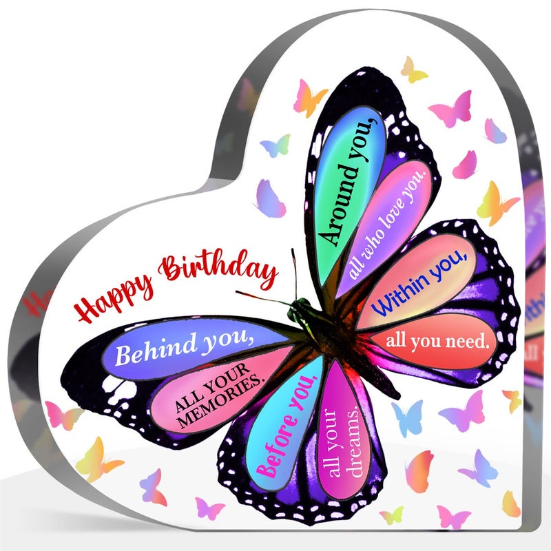 MUNLICAR Butterfly Acrylic Birthday Gift, Keepsake for Women, Men, Friends, Sister, Bestie, Coworker - Table, Desk Sign for Home - Image 1