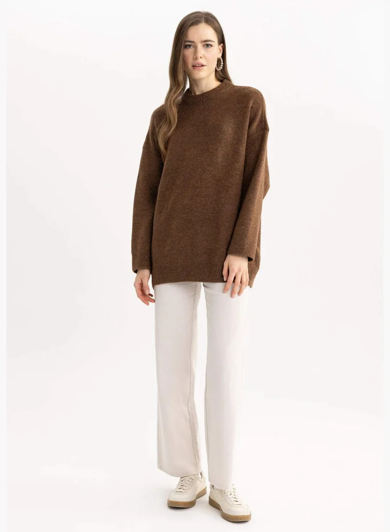 DeFacto Woman Oversize Fit Crew Neck Long Sleeve Tricot Tunic