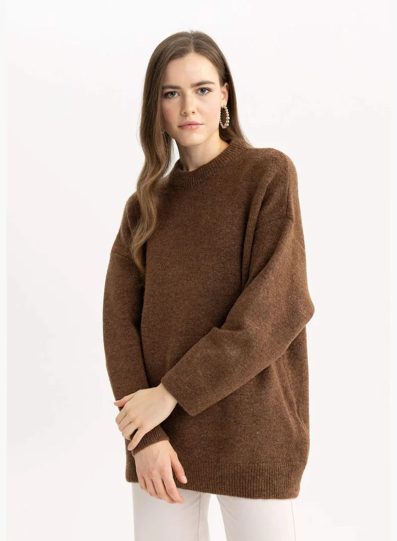 DeFacto Woman Oversize Fit Crew Neck Long Sleeve Tricot Tunic