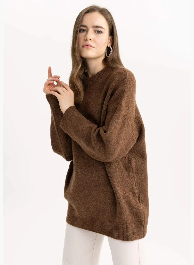 DeFacto Woman Oversize Fit Crew Neck Long Sleeve Tricot Tunic