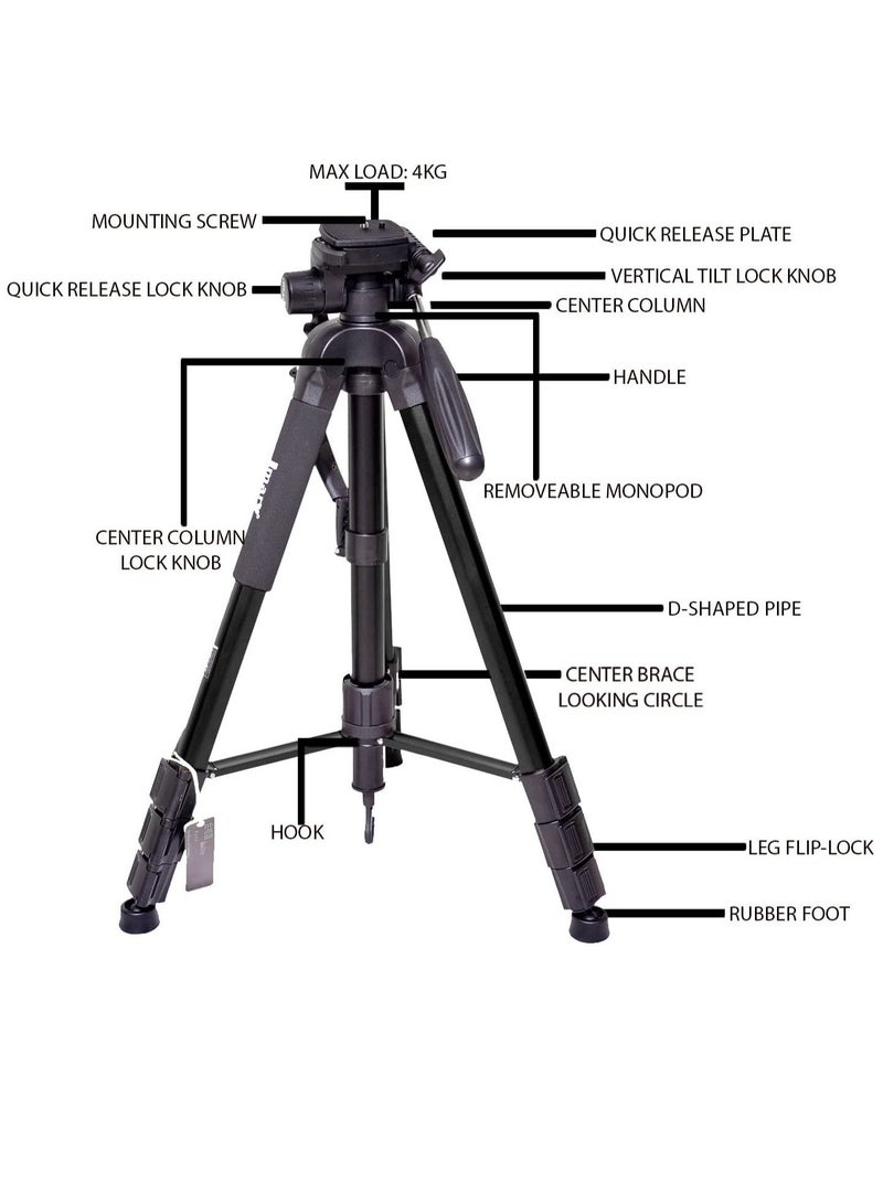 Jmary Professional Aluminium Tripod Monopod for All Mobiles And DSLR Cameras (Black) - Image 5