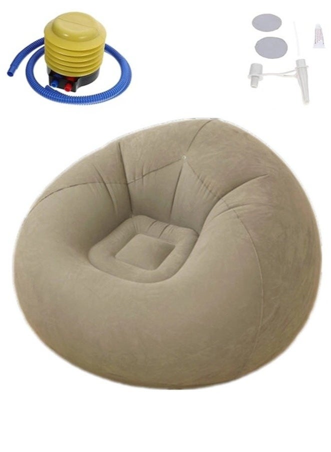 Generic Inflatable Bean Bag Chair with air pump in gray  - Image 1