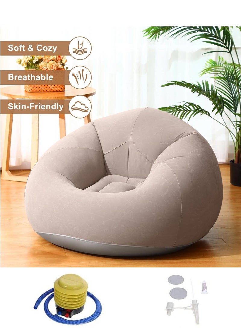 منزل الغابة كراسي البين باج القابلة للنفخ للكبار، أريكة قابلة للنفخ قابلة للطي، أريكة كسولة محمولة للرحلات الليلية ومشاهدة الأفلام في الهواء الطلق (مع مضخة هواء) - Image 1
