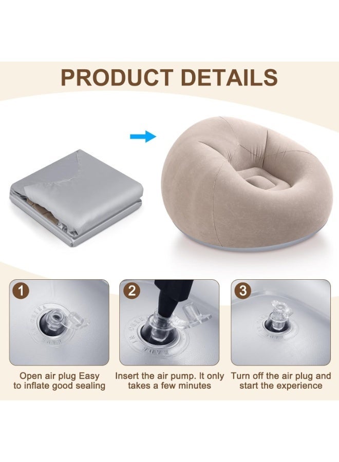 منزل الغابة كراسي البين باج القابلة للنفخ للكبار، أريكة قابلة للنفخ قابلة للطي، أريكة كسولة محمولة للرحلات الليلية ومشاهدة الأفلام في الهواء الطلق (مع مضخة هواء) - Image 4