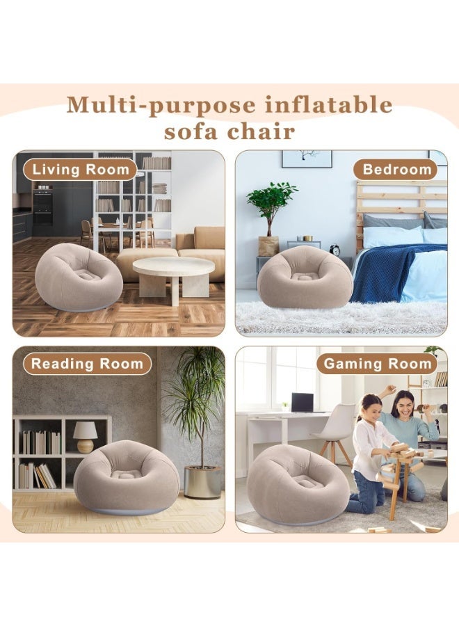 منزل الغابة كراسي البين باج القابلة للنفخ للكبار، أريكة قابلة للنفخ قابلة للطي، أريكة كسولة محمولة للرحلات الليلية ومشاهدة الأفلام في الهواء الطلق (مع مضخة هواء) - Image 3