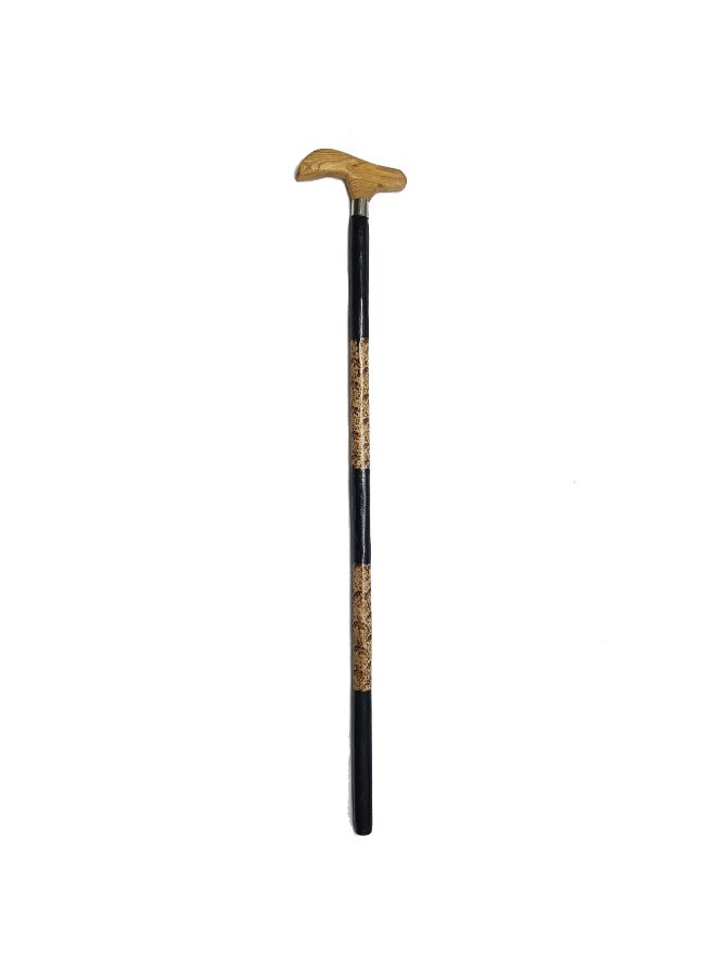 Aswan beech wood cane for men, black engraved - Image 1