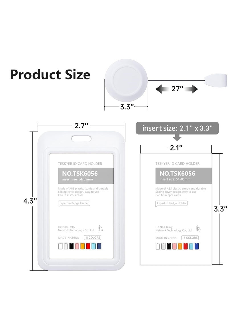 SYOSI ID Badge Holders, 3 Pack Hard Plastic Sliding ID Badge Holder with Retractable Badge Reel Clips, Clear ID Card Holders for Hand-Held Student Card ID, Offices ID, School ID (Vertical White)  - Image 3