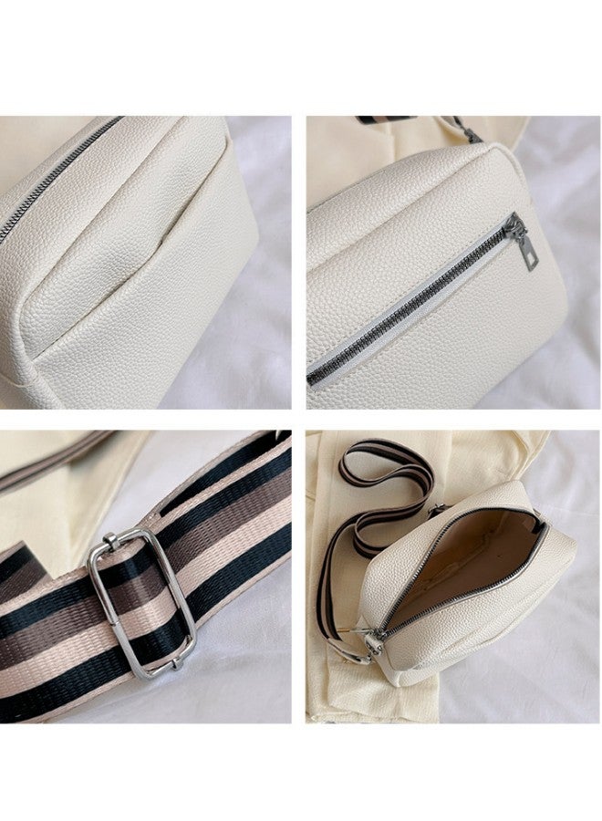 WAOKN Classic Shoulder Bag Ladies Wallet and Handbag Wide Fabric Strap Messenger Solid High Texture Small Square Bag Ladies Daily Use Zipper PU Shoulder Bag  - Image 4