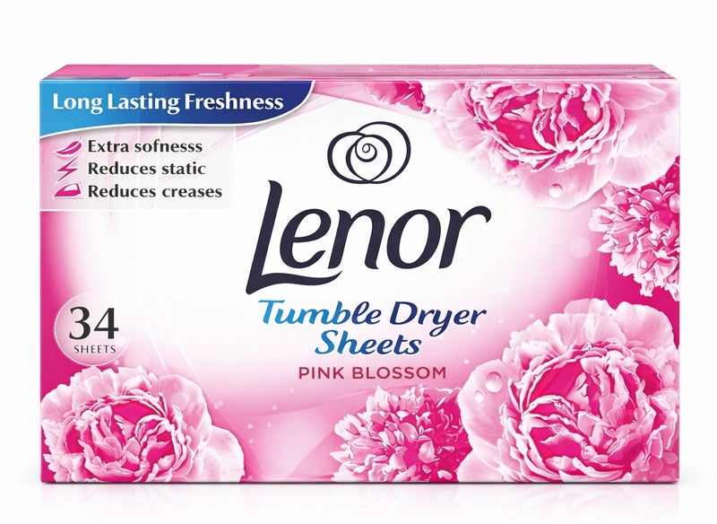لينور أوراق مجفف الملابس بينك بلوسوم 34 ورقة – منعم أقمشة للمجفف برائحة زهور منعشة، تقليل الكهرباء الساكنة، تقليل التجاعيد ونعومة فائقة للملابس - Image 5