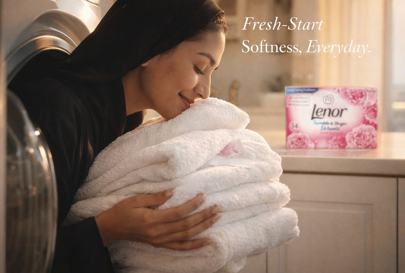 لينور أوراق مجفف الملابس بينك بلوسوم 34 ورقة – منعم أقمشة للمجفف برائحة زهور منعشة، تقليل الكهرباء الساكنة، تقليل التجاعيد ونعومة فائقة للملابس - Image 4