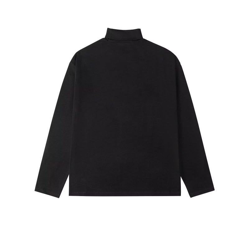 Semi-High Collar Base Shirt Men'S Fall/Winter Fat Plus Size Men'S Loose Sanding T-Shirt Solid Color White Interior - Image 4