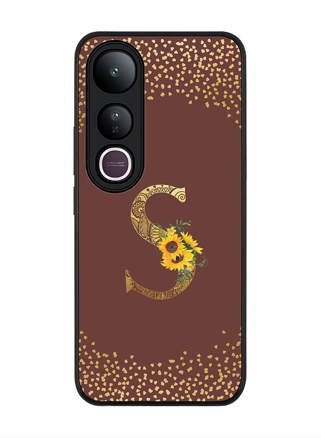 Stylizedd For vivo V50 Lite Case,Slim fit Camera Protection, Shockproof Thin Phone cover  - Custom Floral Monogram - S  (Brown ) - Image 1