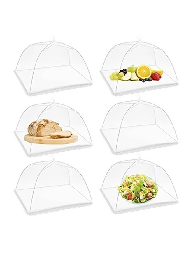SHAOZHEN (6 Pack) Pop-up Picnic Mesh Food Covers Tent Umbrella For Outdoors, Screen Tents,Parties Picnics,BBQ,Reusable And Collapsible Food Tents,camping Food Net Cover Keep Out Flies 17X17inch - Image 1