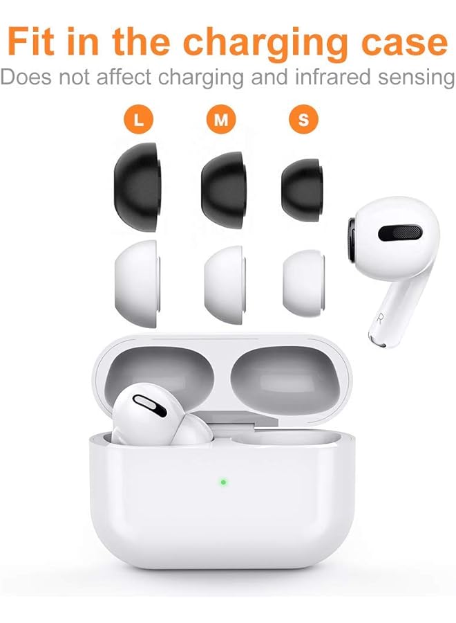 erorex Replacement Ear Tips For Airpods Pro White Silicone And Black Memory Foam Ear Buds Tips With Portable Storage Box Fit In The Charging Case Anti Slip Reducing Noise In Ear Eartips SML - Image 2