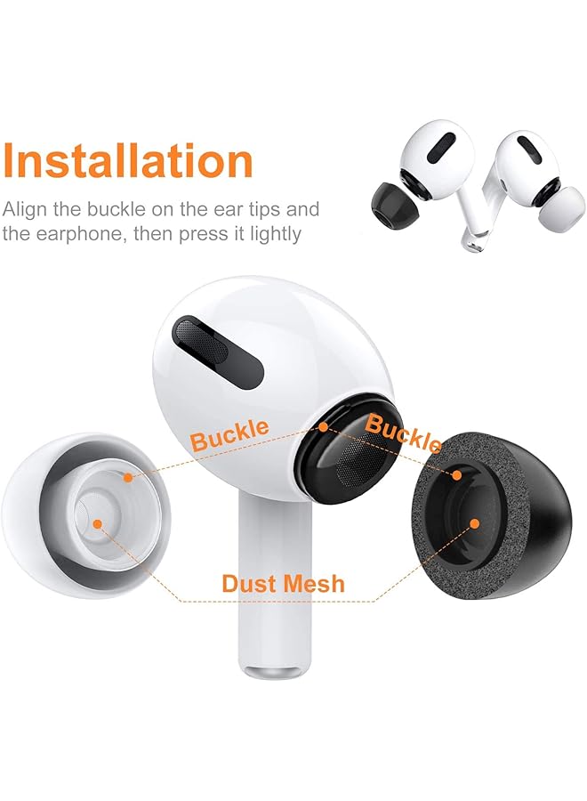 erorex Replacement Ear Tips For Airpods Pro White Silicone And Black Memory Foam Ear Buds Tips With Portable Storage Box Fit In The Charging Case Anti Slip Reducing Noise In Ear Eartips SML - Image 3