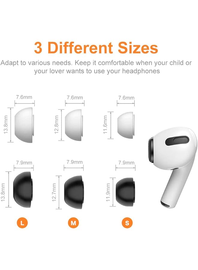 erorex Replacement Ear Tips For Airpods Pro White Silicone And Black Memory Foam Ear Buds Tips With Portable Storage Box Fit In The Charging Case Anti Slip Reducing Noise In Ear Eartips SML - Image 4