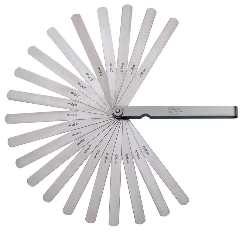Mitutoyo 184-304S Thickness Gage/Feeler Gage, 0.05mm to 1mm, 20 Leaves, 150mm Long - Image 1