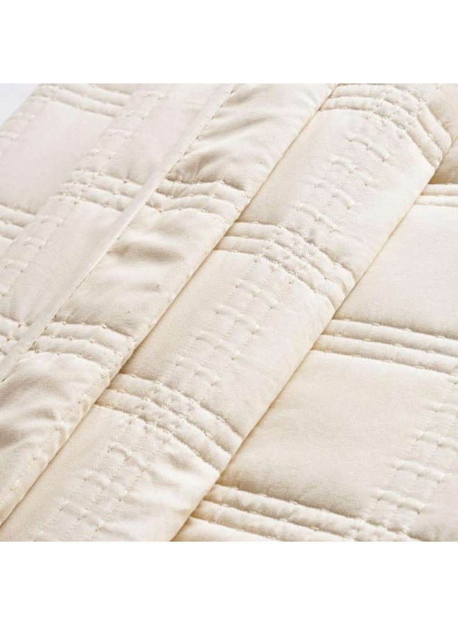 Pan Home Beige Velvet King Bedspread Set for Adults - Image 3