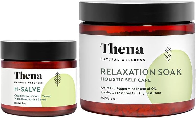 Thena Postpartum Care Kit | H Salve & Relaxation Soak Natural & Organic Skin Care Gentle Soothing Relaxing for Relaxation Postpartum Essentials