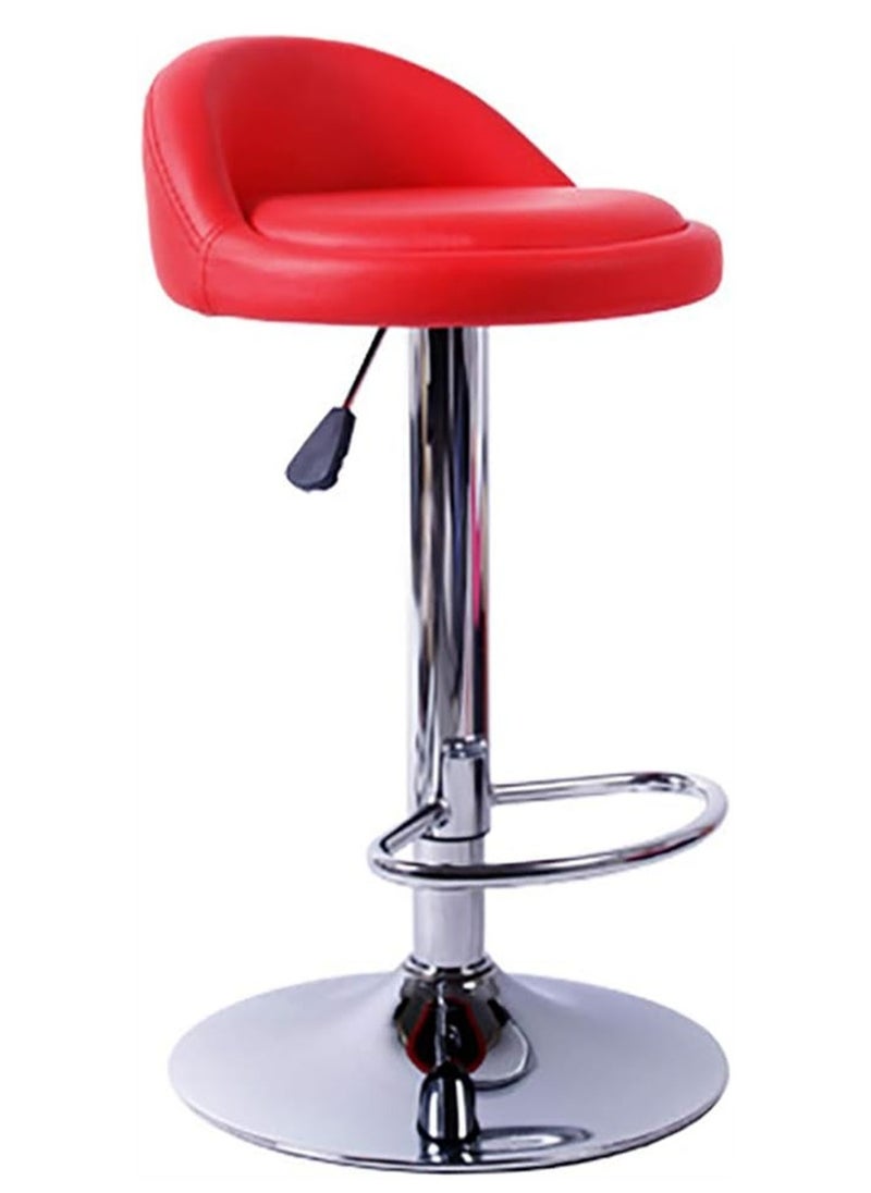 Generic Round Bar Stool, Height Adjustable Bar Chair with Back Rest, Swivel Chair Barstool Backless Stool for Home Kitchen Coffee Shop Restaurant Lounge Red  - Image 1