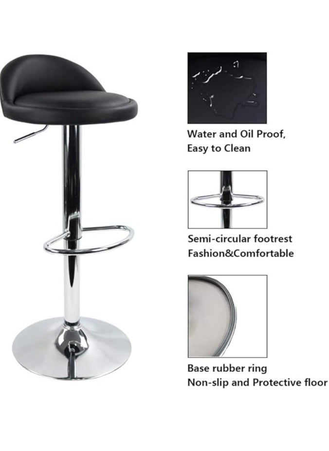 Generic Round Bar Stool, Height Adjustable Bar Chair with Back Rest, Swivel Chair Barstool Backless Stool for Home Kitchen Coffee Shop Restaurant Lounge Red  - Image 5