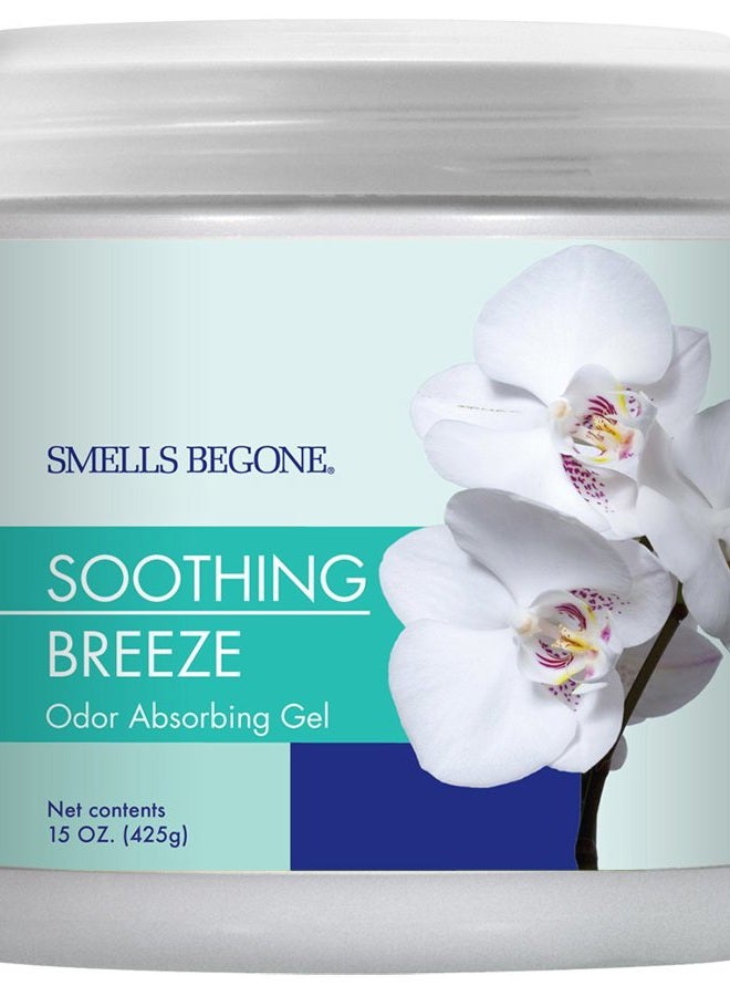 Smells Begone Air Freshener Odor Absorber Gel - Absorbs Odor from Bathrooms, Cars, Pet Areas, Boats and RVs - Made with Essential Oils - Soothing Breeze Scent - 15 Ounce - Image 1