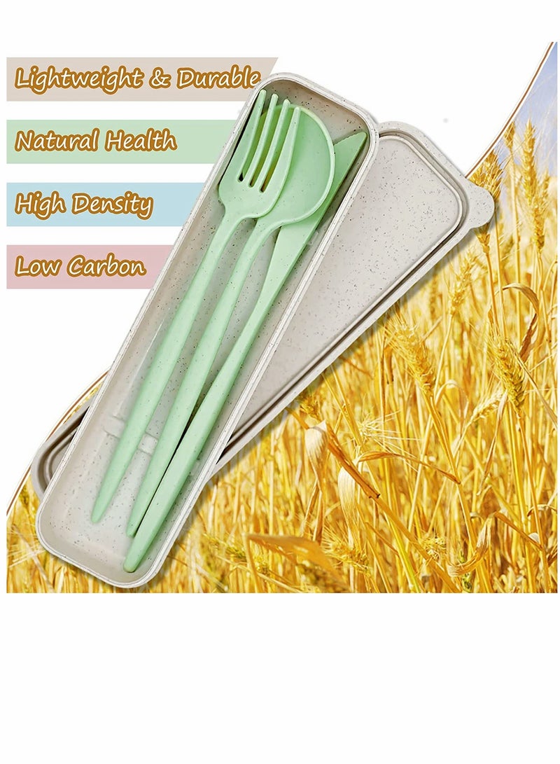 XiuWoo Cutlery, Cutlery Set, with Case, Eco-Friendly Reusable Portable Utensils Plastic Spoon Knife Fork for School Office Travel Picnic Camping Outdoor Use, 4 Colors  - Image 4