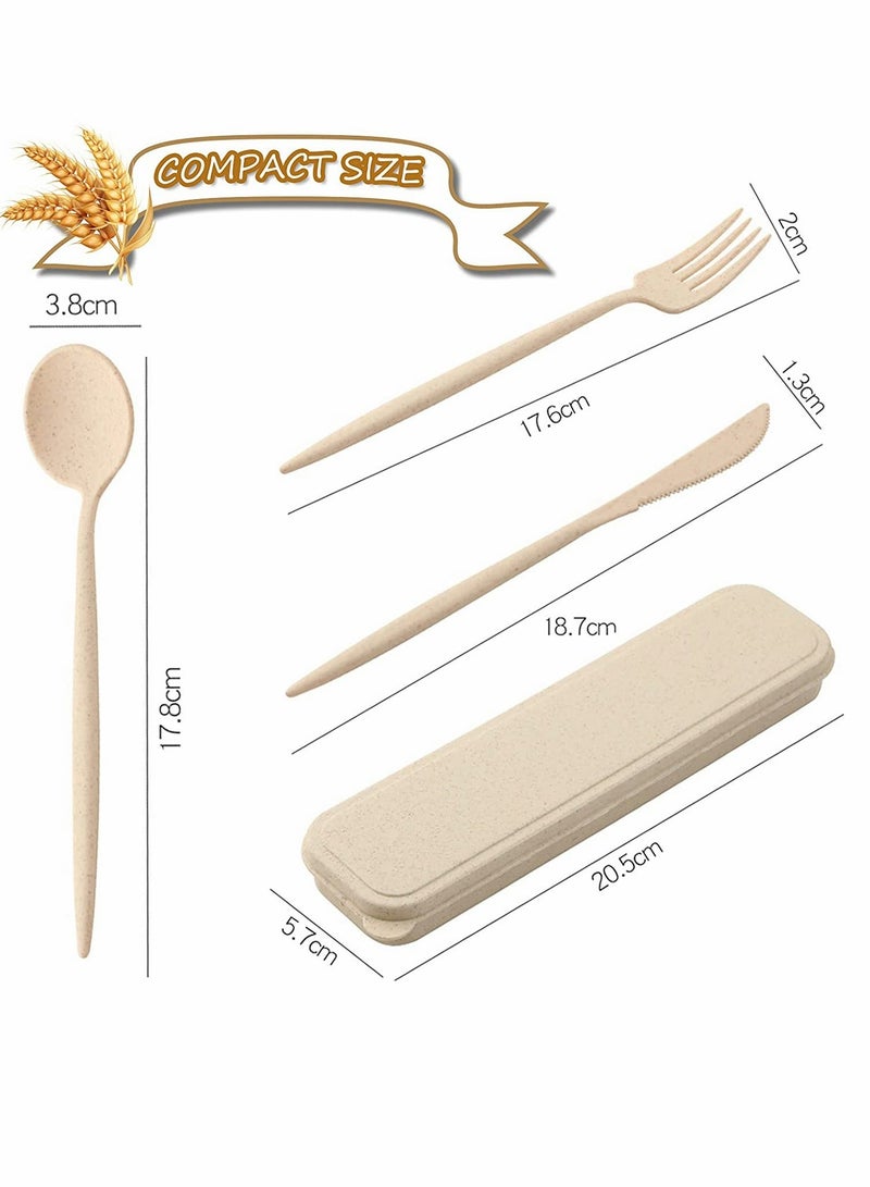 XiuWoo Cutlery, Cutlery Set, with Case, Eco-Friendly Reusable Portable Utensils Plastic Spoon Knife Fork for School Office Travel Picnic Camping Outdoor Use, 4 Colors  - Image 2