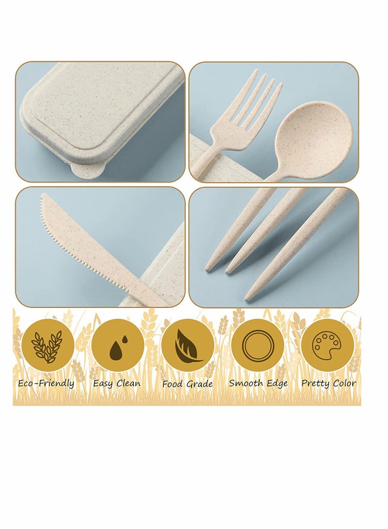 XiuWoo Cutlery, Cutlery Set, with Case, Eco-Friendly Reusable Portable Utensils Plastic Spoon Knife Fork for School Office Travel Picnic Camping Outdoor Use, 4 Colors  - Image 3