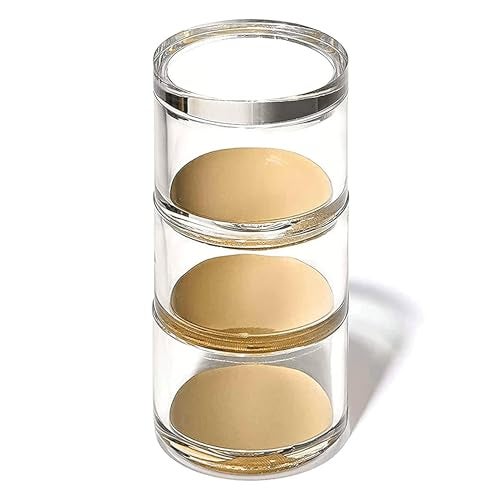 OfficeGoods 3-Tier Stackable Acrylic Holder- Stylish Desk Organizer and Storage for Office or Home – Transparent Round Design with Gold Metal Base - Image 1