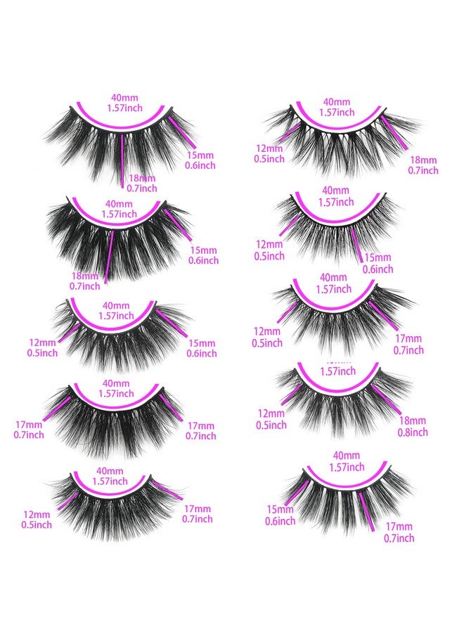 mikiwi Eyelashes Mikiwi 10 Pack Lahes, 12-20Mm Wholesale 5D Fake Mink Lashes, Fuffy Natural Volume Eye Lashes, Individual Package Faux Mink Eyelashes - Image 3