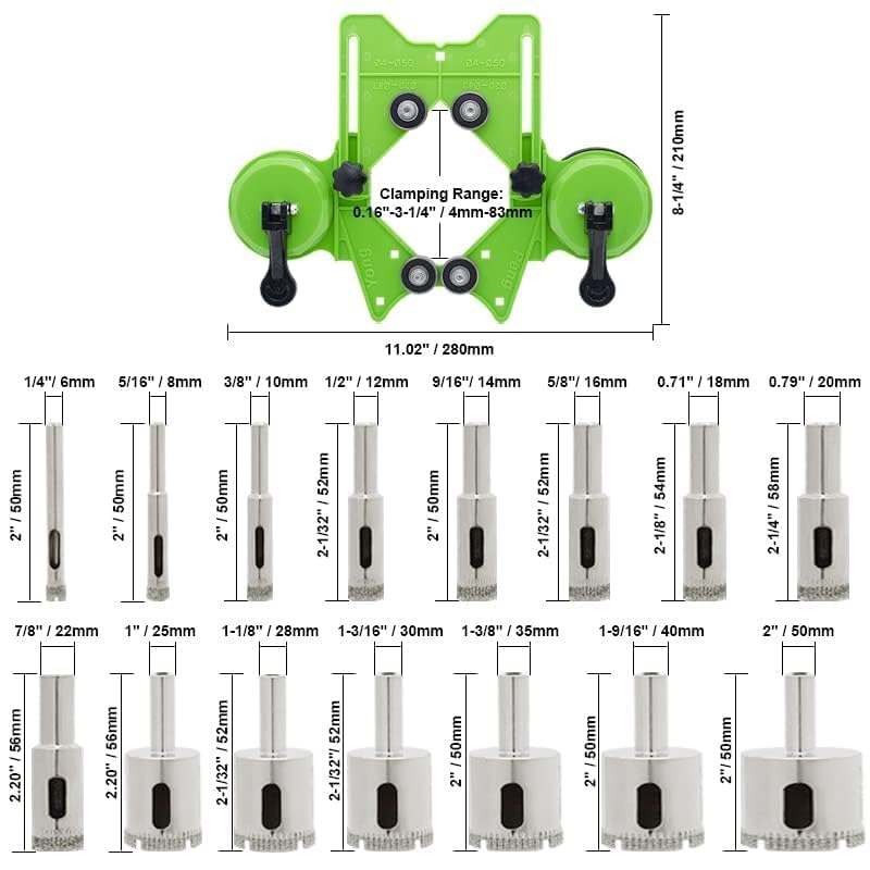 Jamiikury Diamond Glass Hole Saw Drill Bit Kit with Guide Jig Fixture, Suitable for Ceramic, Glass, Tile, Porcelain, Marble (6mm-50mm) - Image 4