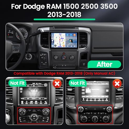 Roinvou 4+64G Android 15 Radio for Dodge RAM 1500 2500 3500 2013-2018, 9" Touchscreen for RAM 1500 Car Stereo, Wireless CarPlay/Android Auto, 5GHz WiFi, Bluetooth 5.0, EQ, GPS, 1280 * 720, Backup Camera - Image 2
