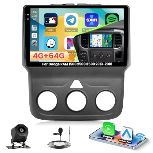 Roinvou 4+64G Android 15 Radio for Dodge RAM 1500 2500 3500 2013-2018, 9" Touchscreen for RAM 1500 Car Stereo, Wireless CarPlay/Android Auto, 5GHz WiFi, Bluetooth 5.0, EQ, GPS, 1280 * 720, Backup Camera - Image 1