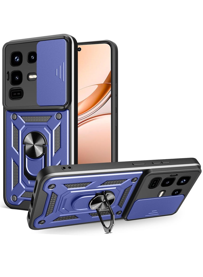 for Infinix Note 50 S Case Cover, Slide Camera Lens Cover, Magnetic Ring Holder Kickstand Protective Phone Case for Infinix Note 50 S, Blue. 