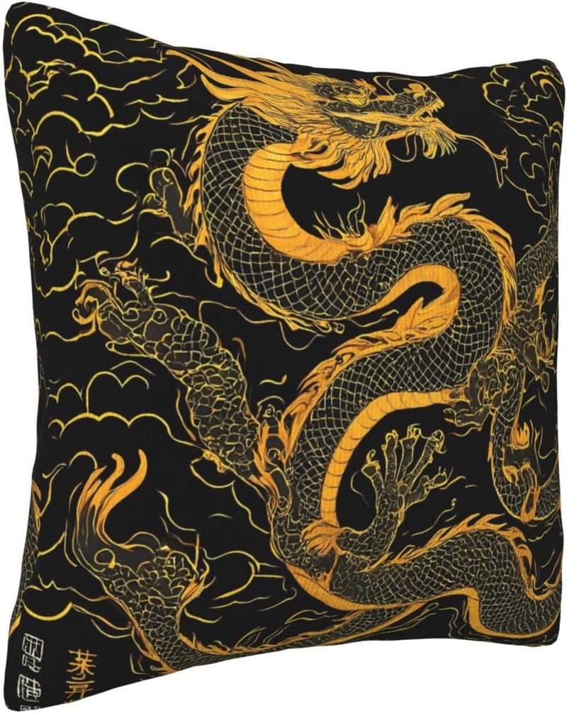Oriental Dragon 1 Print Corduroy Throw Pillow Covers 20"x20" Soft Spring Decorative Pillowcase for Sofa Couch Bed Living Room Farmhouse Decor - Image 3