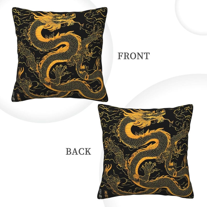 Oriental Dragon 1 Print Corduroy Throw Pillow Covers 20"x20" Soft Spring Decorative Pillowcase for Sofa Couch Bed Living Room Farmhouse Decor - Image 4