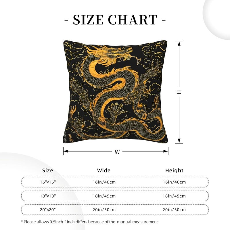 Oriental Dragon 1 Print Corduroy Throw Pillow Covers 20"x20" Soft Spring Decorative Pillowcase for Sofa Couch Bed Living Room Farmhouse Decor - Image 5