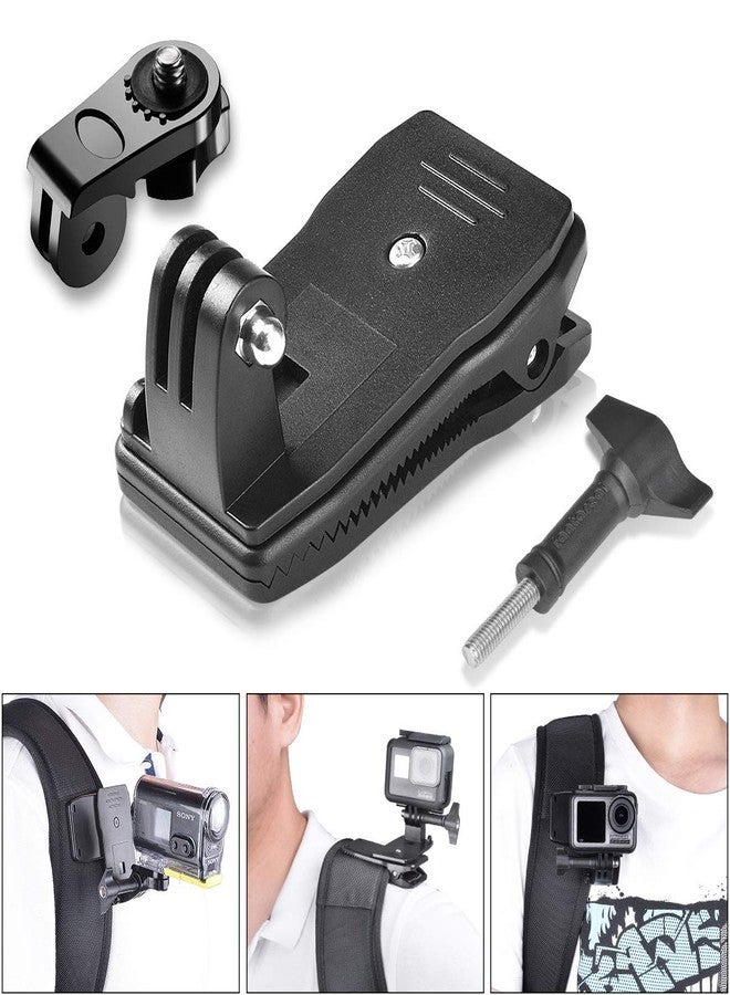 OAHU® Anti-Slide 360° Rotary Backpack Mount, Quick Release Clamp Stand Hat Clip Mount for GoPro Hero 4 5 6 7 8 Black Hero 2018 - Image 1