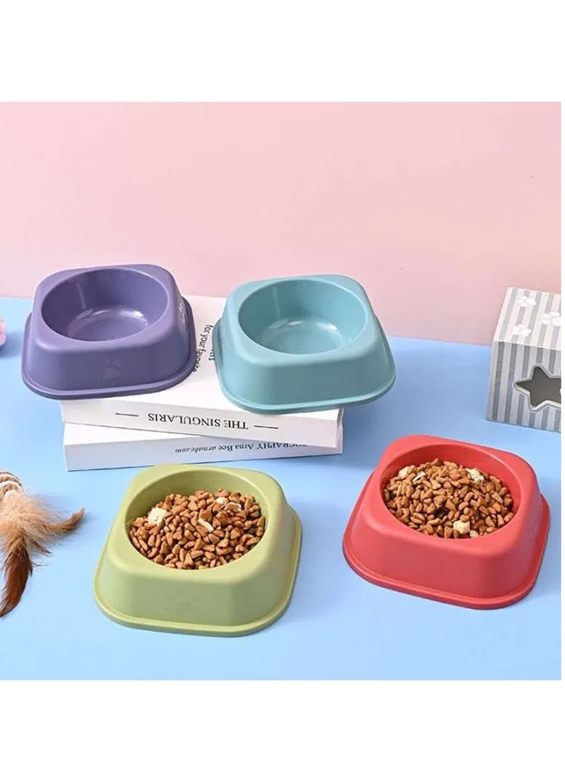 Plastic Cat Food Bowl - Anti-Tip Cat Meal Plate with Cool Colors, Water & Rice Basin for Pets Medium - Image 5