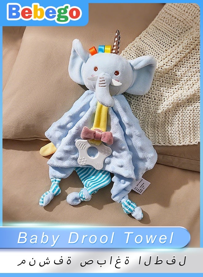 BEBEGO Cute Elephant Soft Baby Drool Towel - Pastel Pink with Colorful Ribbon, Perfect for 0-3 Year Olds - Ideal Gift for Birthdays, Eid al-Fitr, Eid al-Adha, Dubai Shopping Festival, New Year | Newborn Essential | Playful Design | Soft Texture - Image 1