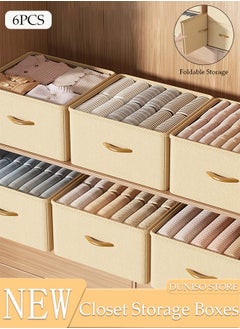 DUNISO 6pcs Wardrobe Clothes Organizer Foldable Closet Storage Organizer for Clothes Jeans Washable Closet Storage Boxes with Carrying Handles Cube Storage Bin for Home Bedroom Office  - Image 1