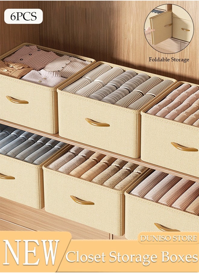 DUNISO - 6pcs Wardrobe Clothes Organizer Foldable Closet Storage Organizer for Clothes Jeans Washable Closet Storage Boxes with Carrying Handles Cube Storage Bin for Home Bedroom Office - Image 1
