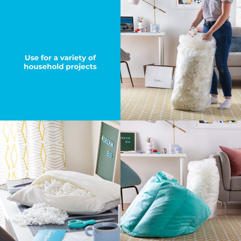 Linenspa Premium Shredded Memory Foam - Premium All White Craft Foam - Replacement Fill for Pillows, Bean Bags, Chairs, Dog Beds, Stuffed Animals, and Crafts 10 Lbs - Image 3