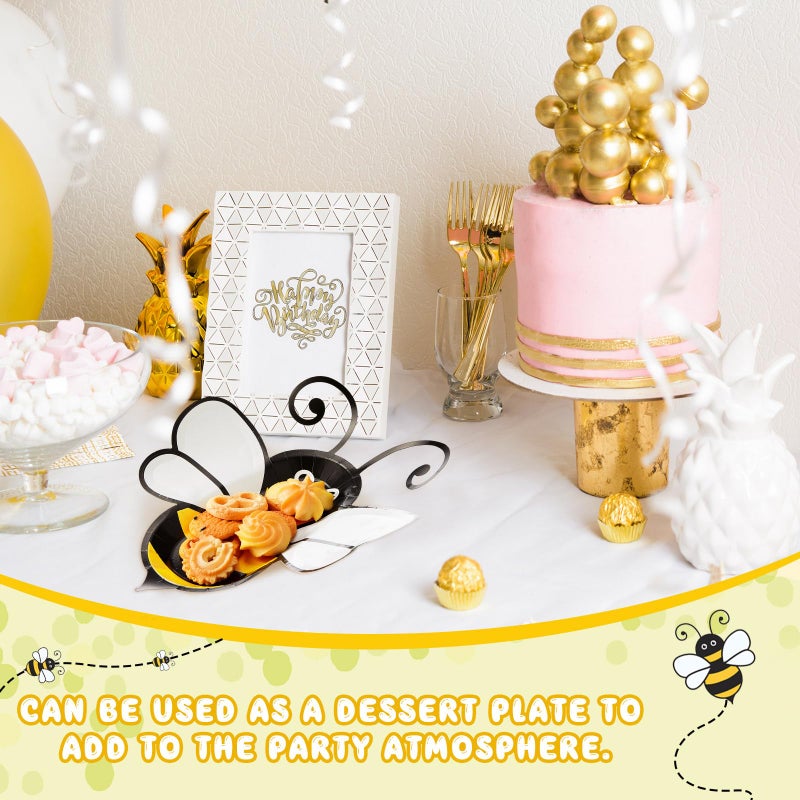 meekoo مجموعات ميكو 24 قطعة أطباق نحلة - زينة حفلات بموضوع النحل للعشاء والحلويات والنزهات وأعياد الميلاد والزفاف - Image 5